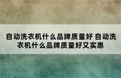 自动洗衣机什么品牌质量好 自动洗衣机什么品牌质量好又实惠